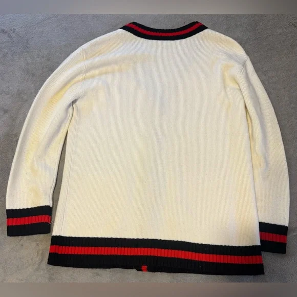 Alice + Olivia Bradford Stretch-Wool Cardigan Ecru Long Sleeve Women Small - Picture 7 of 8